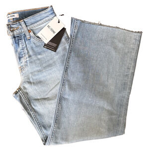 NWT NEW Redone 90s High Rise Button Fly Loose Jeans Raw Hem Size 23 (measure 24)
